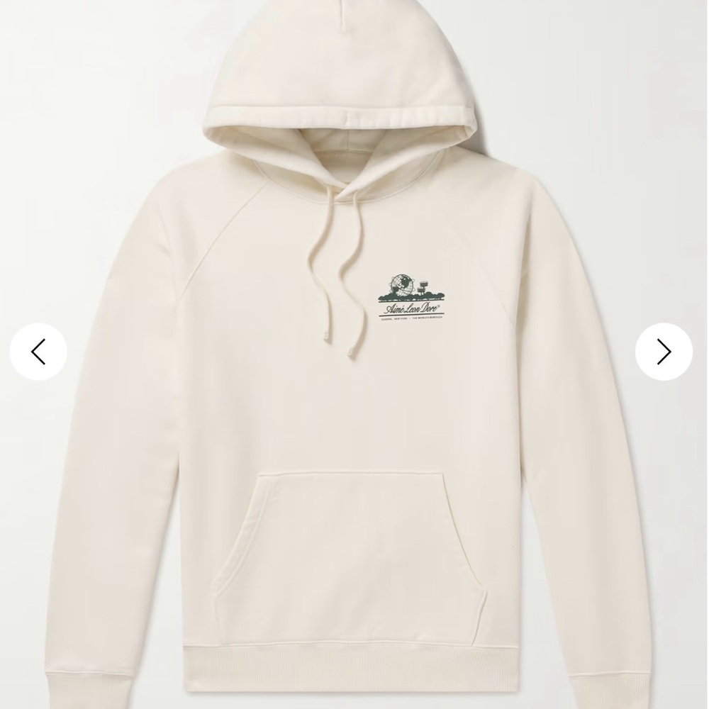 Aime Leon Dore Cream Hoodie with Green Logo